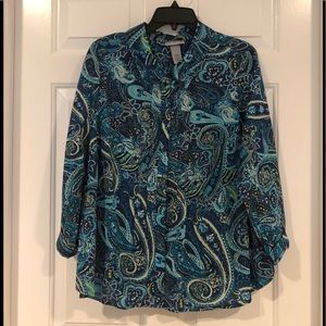 WOMENS BEAUTIFUL PAISLEY BUTTON DOWN SHIRT
